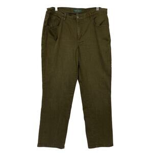 Ralph Lauren Jeans Womens 16W Olive Green Classic Straight Stretch LRL 36x30
